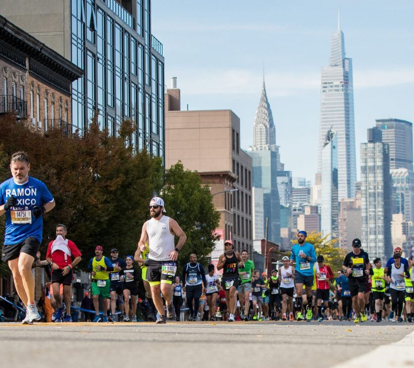 2021 TCS New York City Marathon NEW YORK, NY – NOVEMBER 7: The 2021 TCS New York City Marathon is held on November 7, 2021. The course goes through all five boroughs of New York City, starting in Staten Island and ending in Central Park. This year marks the 50th running of the marathon. The course near the Pulaski Bridge as the race enters Queens. (Photo by Mike Lebrecht for NYRR)